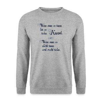 keine Kunst - DIGITAL - blau schwarz - Stoff hell - Unisex Pullover - Weißgrau meliert - Vorne - Alina (178cm) & Michal (187cm)
