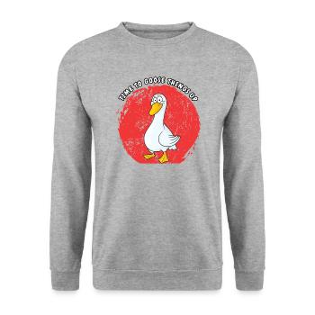 Es ist an der Zeit, die Dinge in Schwung zu bringen - Unisex Pullover - Weißgrau meliert - Vorne - Alina (178cm) & Michal (187cm)