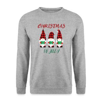 Noël en juillet, Père Noël - Sweat-shirt Unisexe - gris chiné - Devant - Alina (178cm) & Michal (187cm)