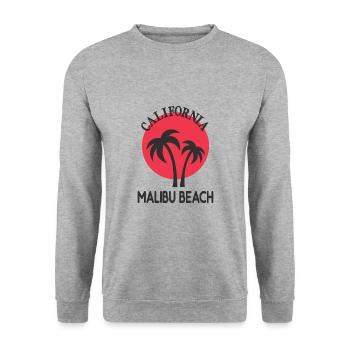 Malibu Beach Kalifornien Palmen Sonnenuntergang - Unisex Sweatshirt - salt & pepper - Front - Alina (178cm) & Michal (187cm)