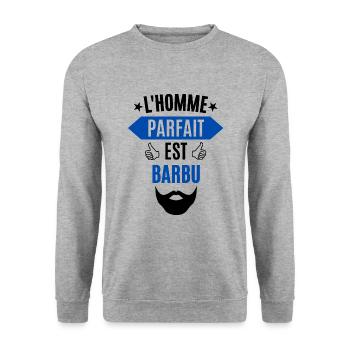 L'homme parfait est barbu - Sweat-shirt Unisexe - gris chiné - Devant - Alina (178cm) & Michal (187cm)