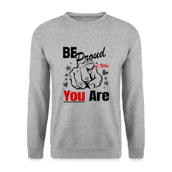Be Proud of Who You Are - Unisex Pullover - Weißgrau meliert - Vorne - Alina (178cm) & Michal (187cm)