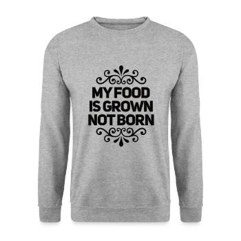 Ma nourriture est cultivée pas née - Sweat-shirt Unisexe - gris chiné - Devant - Alina (178cm) & Michal (187cm)