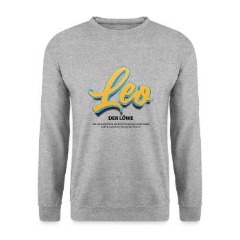 Leo in 3D mit Bedeutung - Unisex Pullover - Weißgrau meliert - Vorne - Alina (178cm) & Michal (187cm)
