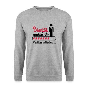 Bientôt marié Enterrement De Vie De Garçon - Sweat-shirt Unisexe - gris chiné - Devant - Alina (178cm) & Michal (187cm)