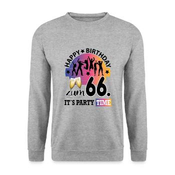 Geburtstag 66 Party People Fete Dancing Tanzen - Unisex Pullover - Weißgrau meliert - Vorne - Alina (178cm) & Michal (187cm)
