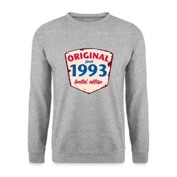 1993 Blechschild - limeted edition - Vintage - Unisex Pullover - Weißgrau meliert - Vorne - Alina (178cm) & Michal (187cm)