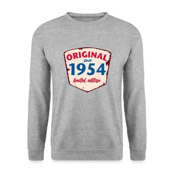 1954 Blechschild - limeted edition - Vintage - Unisex Pullover - Weißgrau meliert - Vorne - Alina (178cm) & Michal (187cm)
