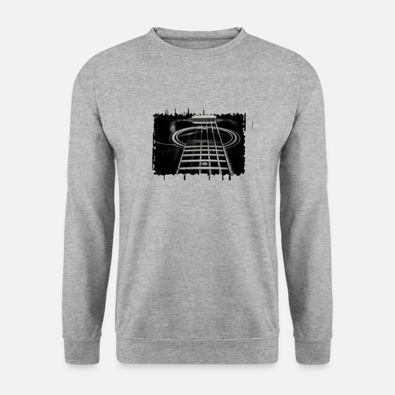 Akustik Gitarre - Unisex Pullover - Weißgrau meliert