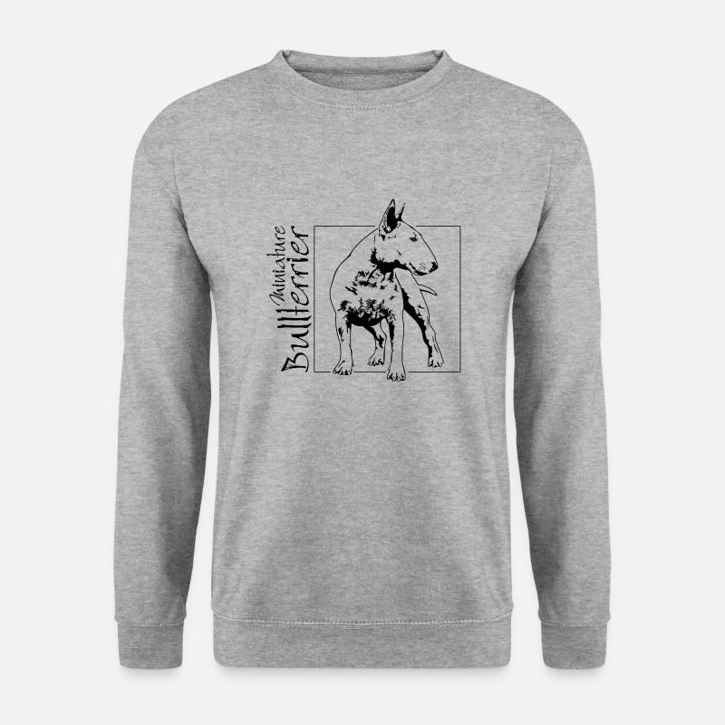 Miniature BULLTERRIER Hunde Hund Wilsigns - Unisex Pullover - Weißgrau meliert