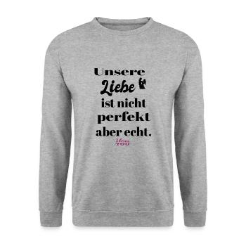 Unsere Liebe - Unisex Pullover - Weißgrau meliert - Vorne - Alina (178cm) & Michal (187cm)