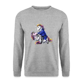 Licornes de Jiu-Jitsu - Sweat-shirt Unisexe - gris chiné - Devant - Alina (178cm) & Michal (187cm)