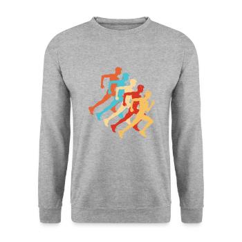 Fitness, Jogging, Jogging, Course à pied, Course à pied, Hommes - Sweat-shirt Unisexe - gris chiné - Devant - Alina (178cm) & Michal (187cm)