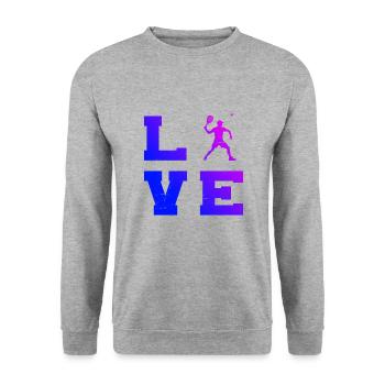 Pickleball Racquetball Women's Pickleball Games - Unisex Sweatshirt - salt & pepper - Front - Alina (178cm) & Michal (187cm)