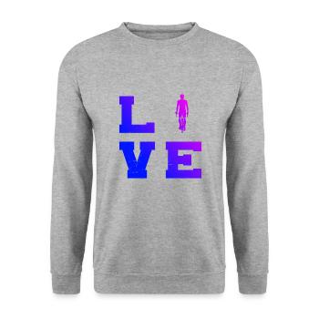 Damen Herren Radfahren Fahrrad Radfahrer - Unisex Pullover - Weißgrau meliert - Vorne - Alina (178cm) & Michal (187cm)