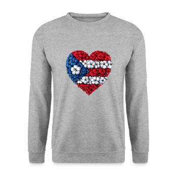 Puerto Rico Flowers Heart - Unisex Sweatshirt - salt & pepper - Front - Alina (178cm) & Michal (187cm)