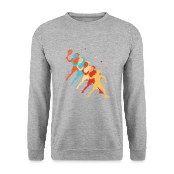 Pickleball Men's Pickleball Racquetball - Unisex Sweatshirt - salt & pepper - Front - Alina (178cm) & Michal (187cm)