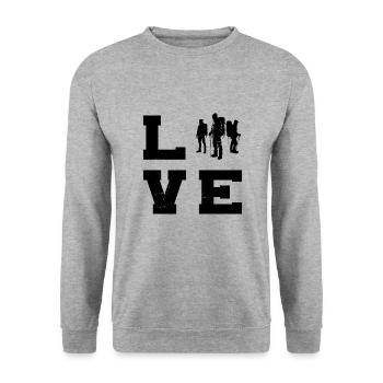 Boulder Bouldering Climber Men's Bouldering - Unisex Sweatshirt - salt & pepper - Front - Alina (178cm) & Michal (187cm)