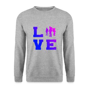 Damen Climbing Kletterer Climber Herren - Unisex Pullover - Weißgrau meliert - Vorne - Alina (178cm) & Michal (187cm)