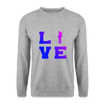 Bouldering Climbing Bouldern Kletterer Climber - Unisex Pullover - Weißgrau meliert - Vorne - Alina (178cm) & Michal (187cm)