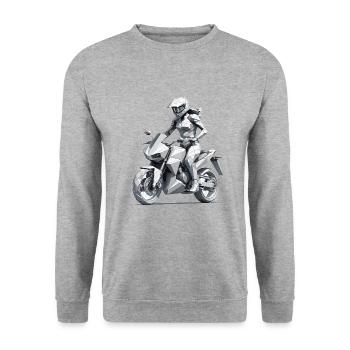 Motarde fille - Conception de moto - Sweat-shirt Unisexe - gris chiné - Devant - Alina (178cm) & Michal (187cm)