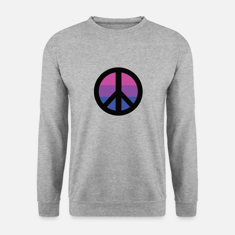 Bisexuell Peace Friedenszeichen Hippie LGBT - Unisex Pullover - Weißgrau meliert