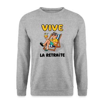 Vive la retraite - Sweat-shirt Unisexe - gris chiné - Devant - Alina (178cm) & Michal (187cm)