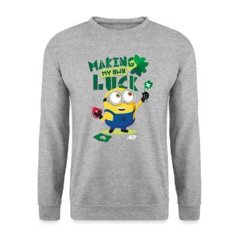 Minions Making My Own Luck - Sweat-shirt Unisexe - gris chiné - Devant - Alina (178cm) & Michal (187cm)