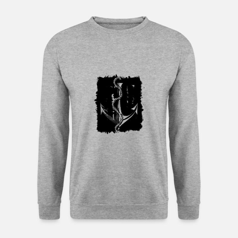 Anker mit Seil - Nautik Seefahrer Pier Maritim - Unisex Pullover - Weißgrau meliert