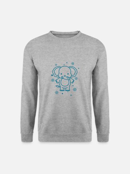 Baby Elefant - Unisex Pullover - Weißgrau meliert
