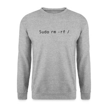 Linux Coding Sudo rm -rf / - Unisex Sweatshirt - salt & pepper - Front - Alina (178cm) & Michal (187cm)