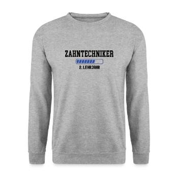 Ausbildung Zahntechniker 2. Lehrjahr Zahntechnik - Unisex Pullover - Weißgrau meliert - Vorne - Alina (178cm) & Michal (187cm)