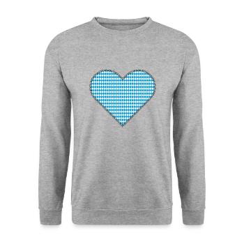 Bayrisches Herz als Patches - Unisex Pullover - Weißgrau meliert - Vorne - Alina (178cm) & Michal (187cm)