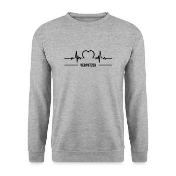 Herzschlag Verputzer Herz Beruf Verputzerei - Unisex Pullover - Weißgrau meliert - Vorne - Alina (178cm) & Michal (187cm)