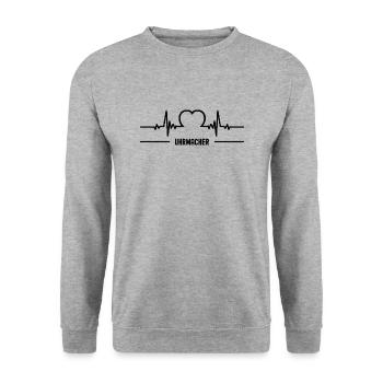 Herzschlag Uhrmacher Herz Bester Mann Uhrmacherei - Unisex Pullover - Weißgrau meliert - Vorne - Alina (178cm) & Michal (187cm)
