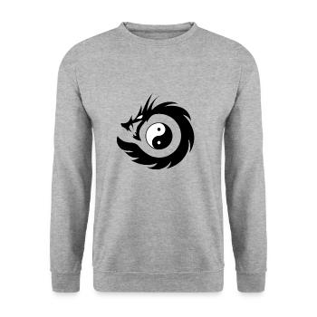 Dragon Yin Yang (v2) - Unisex Pullover - Weißgrau meliert - Vorne - Alina (178cm) & Michal (187cm)