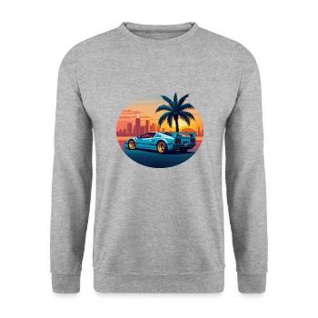 MIAMI RACECAR - Unisex Pullover - Weißgrau meliert - Vorne - Alina (178cm) & Michal (187cm)
