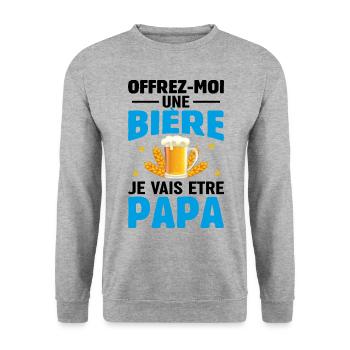Offrez moi une bière je vais être papa - Sweat-shirt Unisexe - gris chiné - Devant - Alina (178cm) & Michal (187cm)