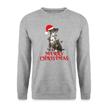 Christmas Gift Dog String Lights - Unisex Sweatshirt - salt & pepper - Front - Alina (178cm) & Michal (187cm)