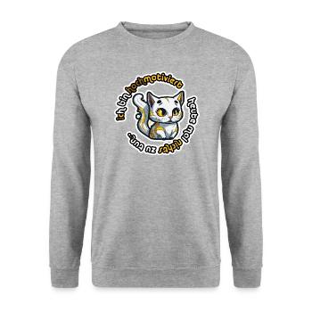 Motiverte goldene Katze - DIGITAL - Unisex Pullover - Weißgrau meliert - Vorne - Alina (178cm) & Michal (187cm)