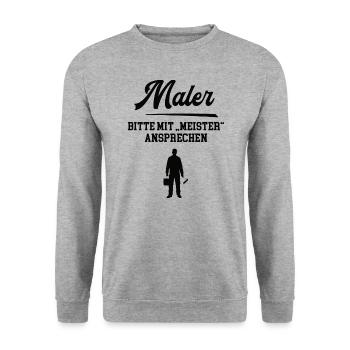 Maler Meister Malermeister Meisterschule Lackierer - Unisex Pullover - Weißgrau meliert - Vorne - Alina (178cm) & Michal (187cm)