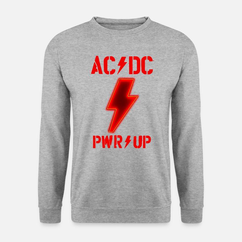 AC/DC Logo-Design Mit Power Up Tracks Backprint - Unisex Pullover - Weißgrau meliert