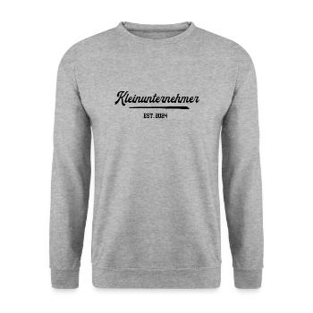 Unternehmer Kleinunternehmer Kleingewerbe 2025 - Unisex Pullover - Weißgrau meliert - Vorne - Alina (178cm) & Michal (187cm)