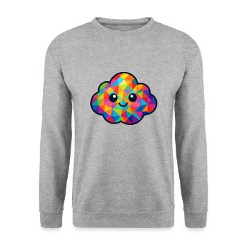 WPAP Polygon Kawaii Stil Baby Wolke - Unisex Pullover - Weißgrau meliert - Vorne - Alina (178cm) & Michal (187cm)