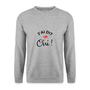 j'ai dit oui - Sweat-shirt Unisexe - gris chiné - Devant - Alina (178cm) & Michal (187cm)