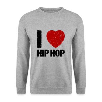 I love Hip Hop Musik - Unisex Pullover - Weißgrau meliert - Vorne - Alina (178cm) & Michal (187cm)