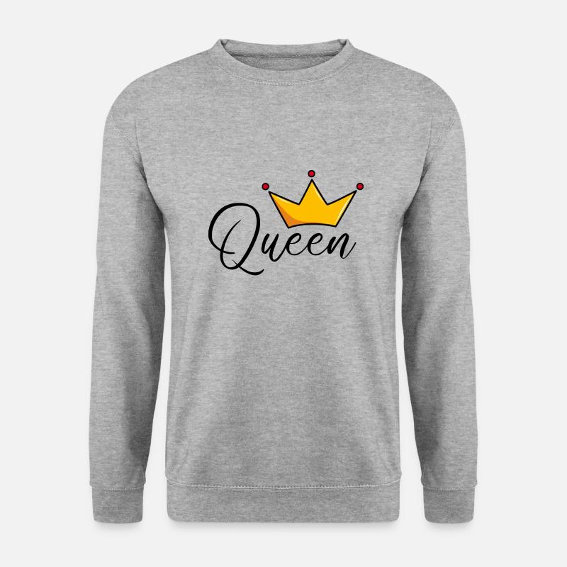 Queen mit Krone - Unisex Pullover - Weißgrau meliert