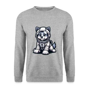Cute Dog Astronaut - Unisex Sweatshirt - salt & pepper - Front - Alina (178cm) & Michal (187cm)