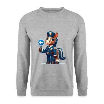 Cute Horse Police Officer - Unisex Pullover - Weißgrau meliert - Vorne - Alina (178cm) & Michal (187cm)
