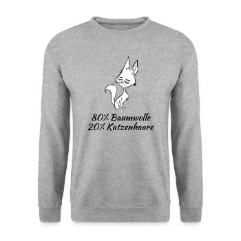 20% Katzenhaare - Unisex Pullover - Weißgrau meliert - Vorne - Alina (178cm) & Michal (187cm)